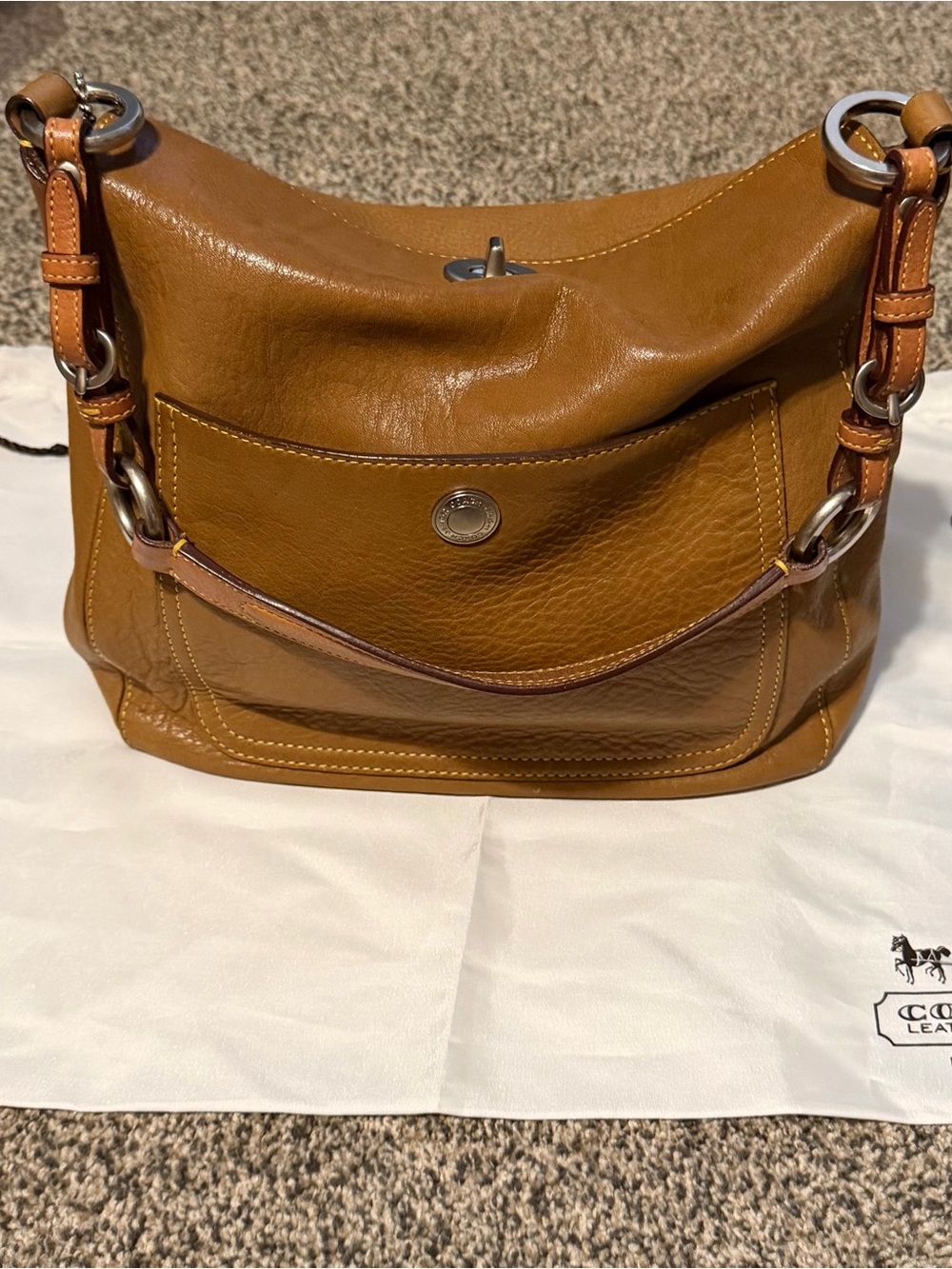Coach Leather Hobo Bag in Tan/Cognac
